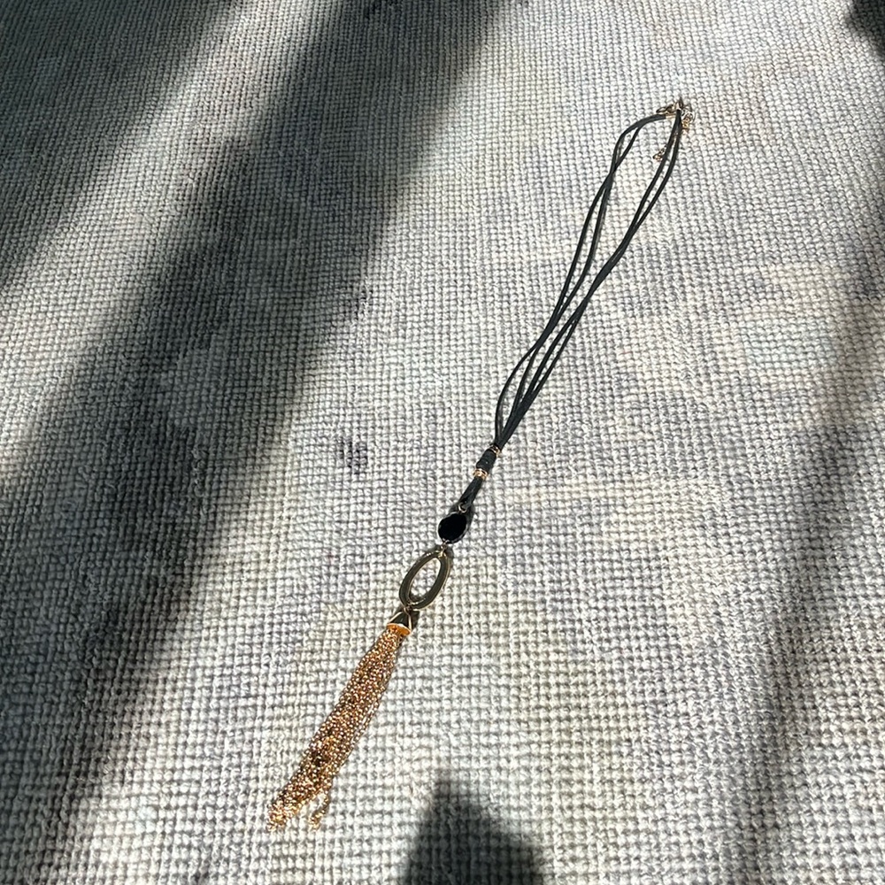 Black long tassel necklace